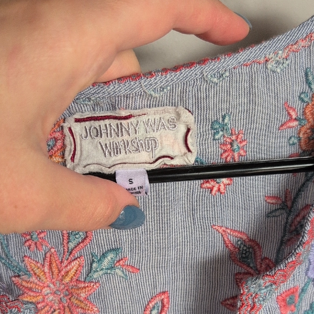 Johnny Was Workshop Mini Dress with Floral And Feather Embroidery Size Small - Picture 5 of 9